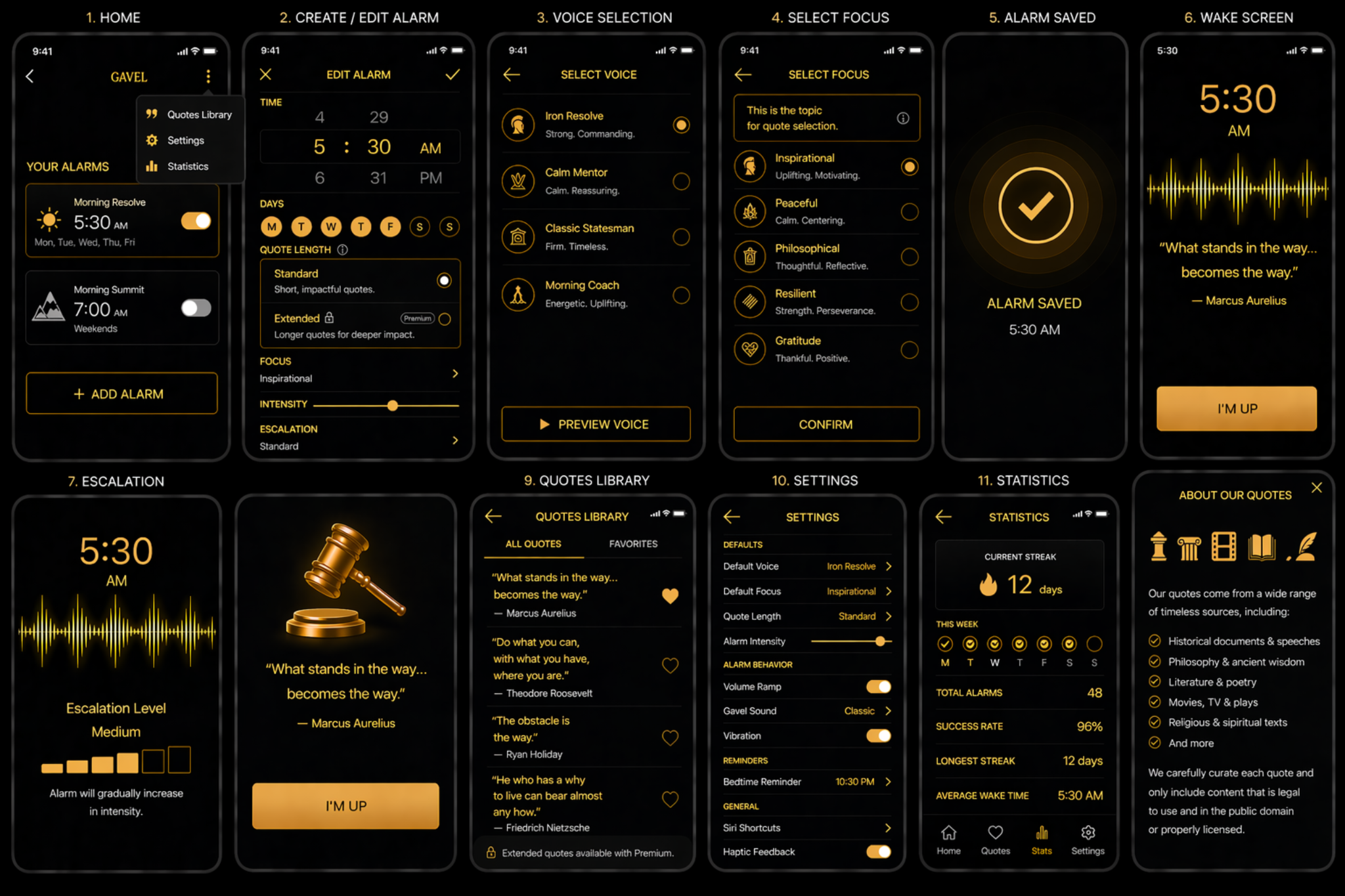 Gavel Alarm app screens thumbnail